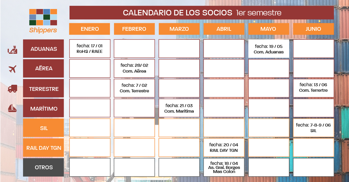 calendario shippers primer semestre