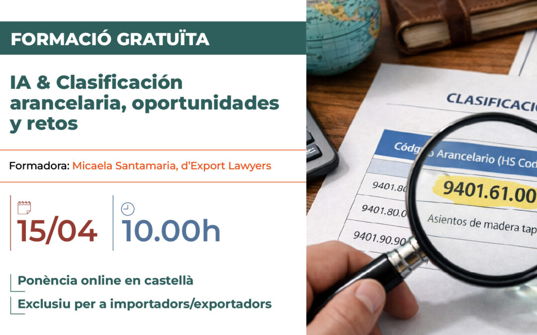 Formació online gratuïta per a empreses carregadores: IA & Classificació aranzelària, oportunitats i reptes
